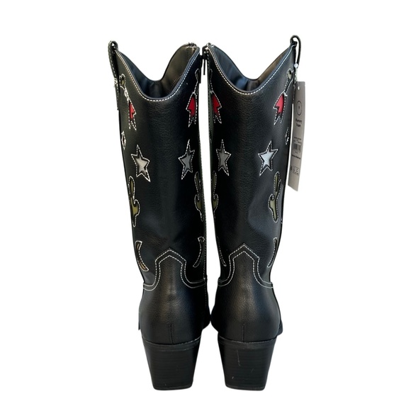 Western Boots Black Novelty Southwestern Cowgirl Desert Vibes Country Size 9 - Picture 4 of 5